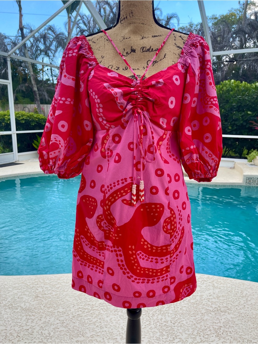 FARM Rio Pink and Red Mini Dress